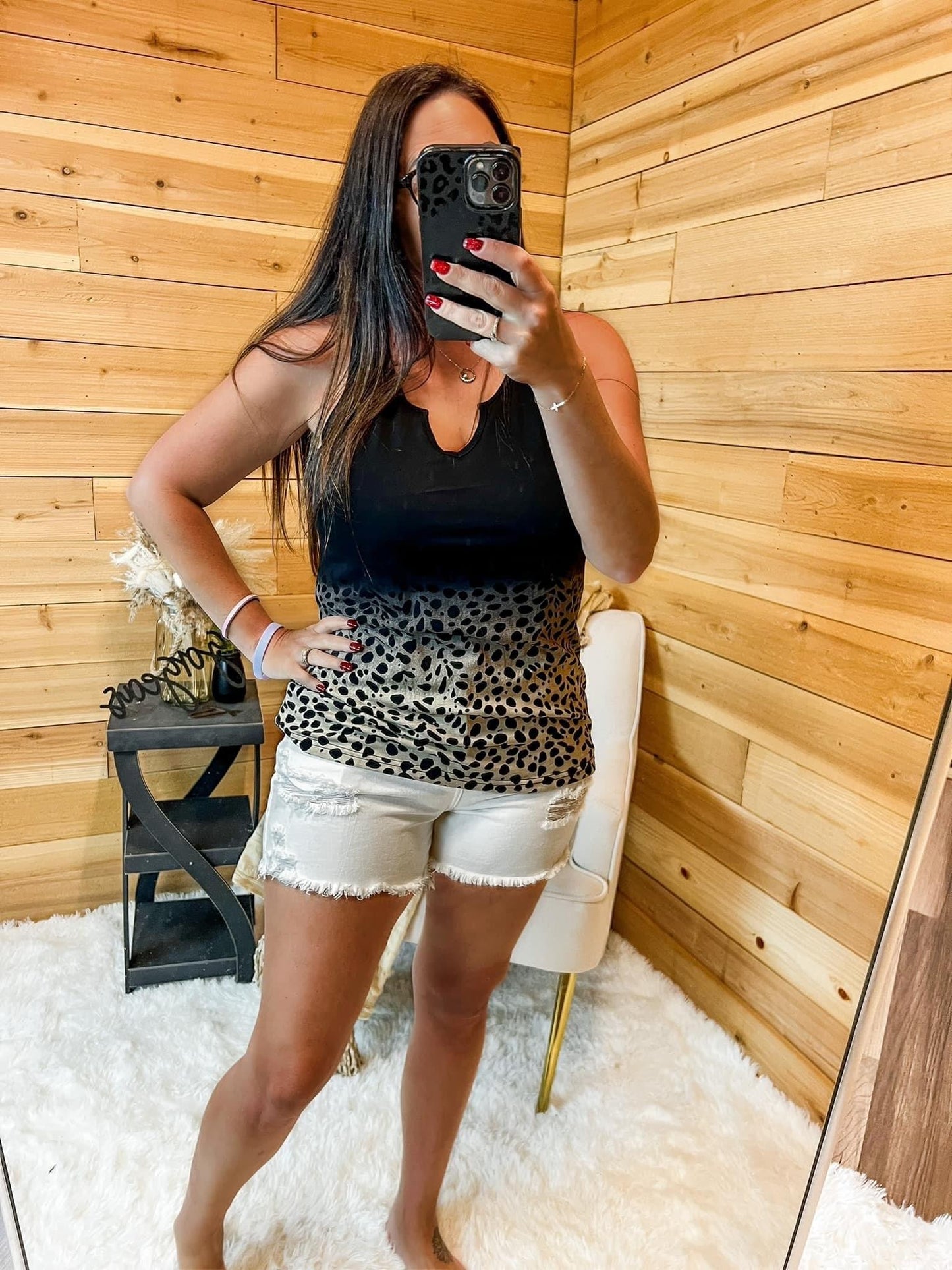 Jenny Printed Notched Neck Tank