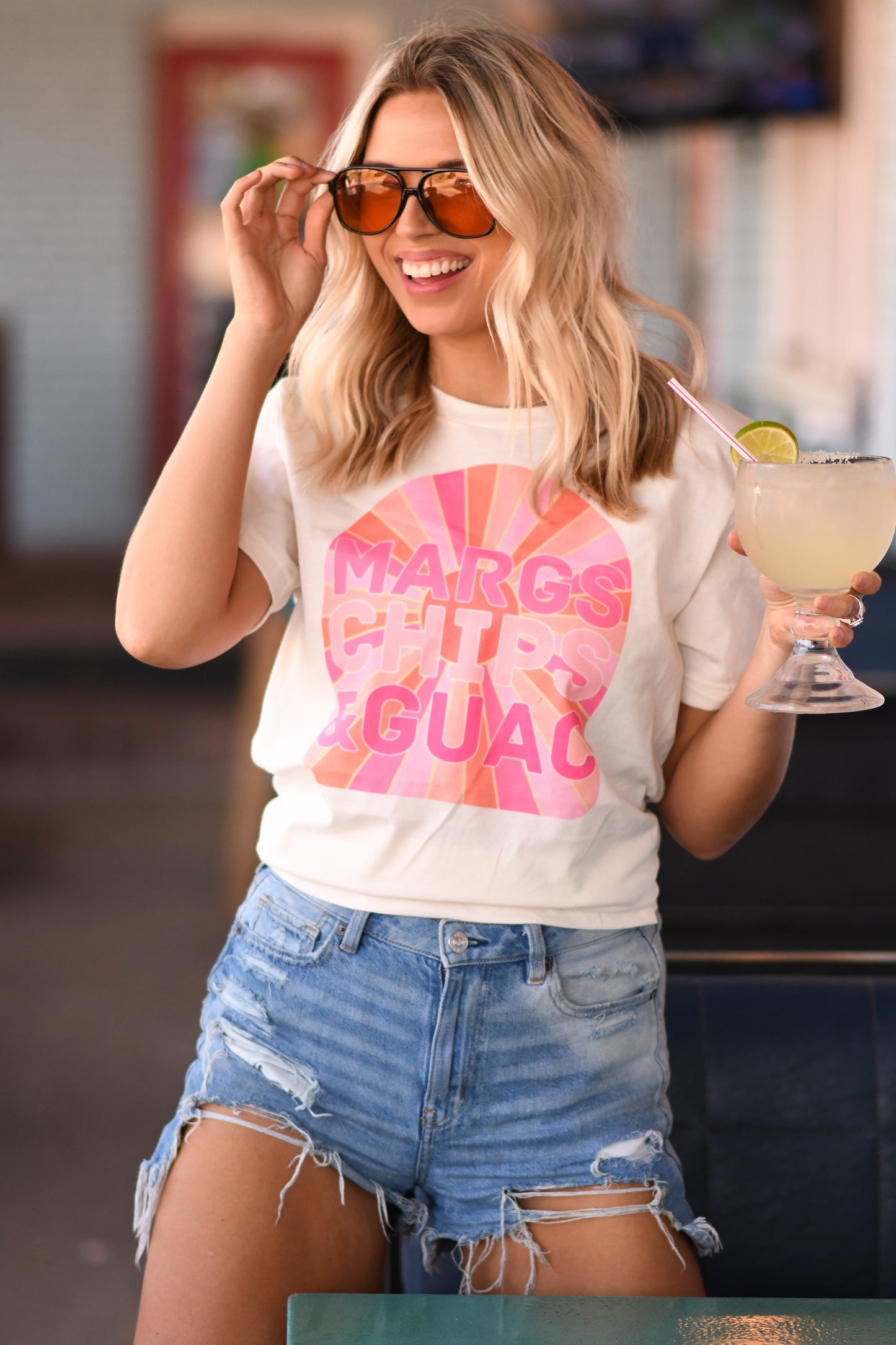 Margs chips and guac tee