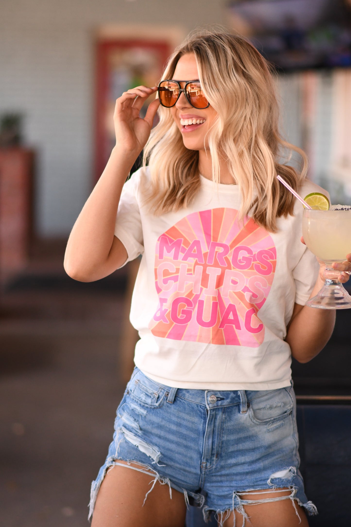Margs chips and guac tee