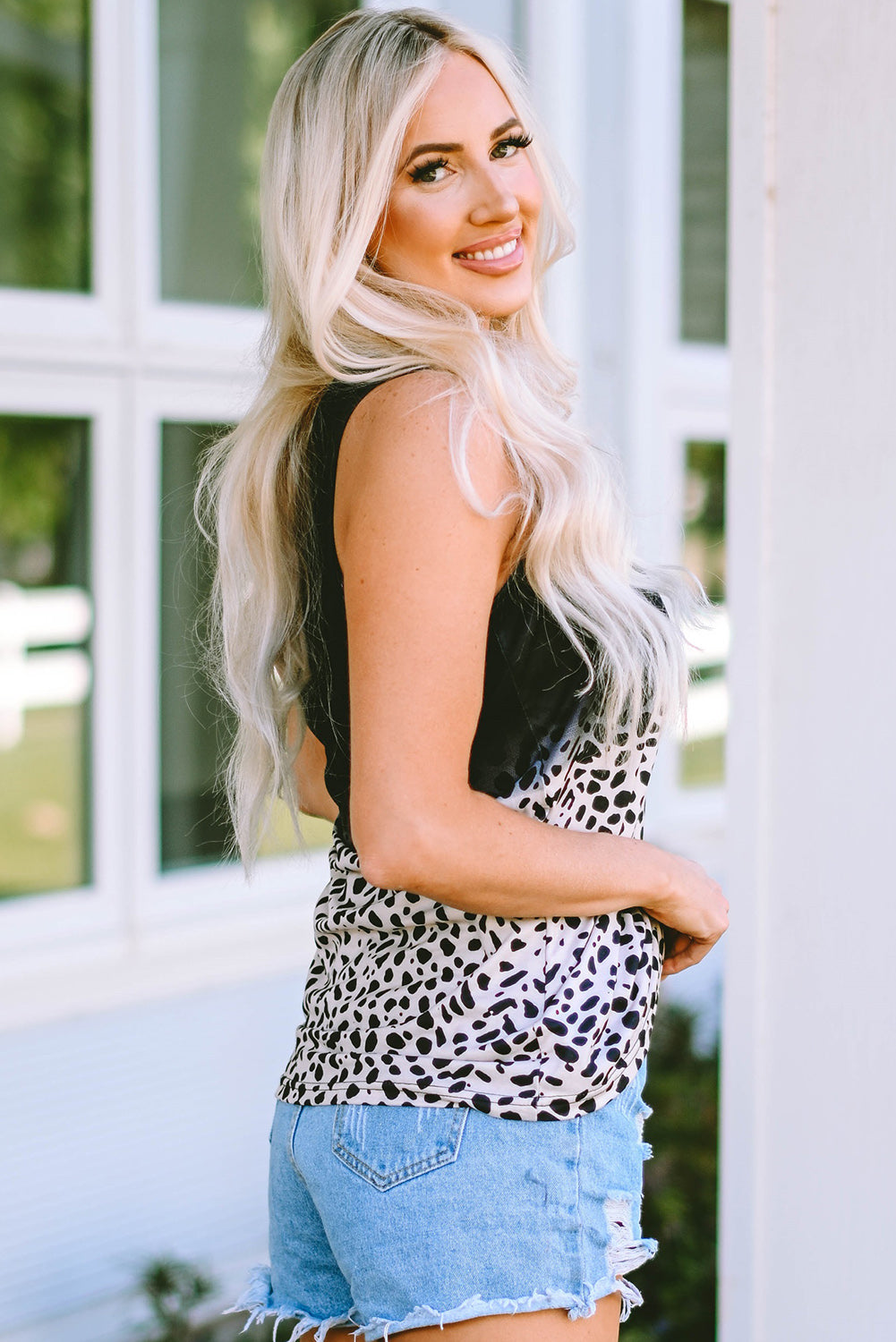 Jenny Printed Notched Neck Tank