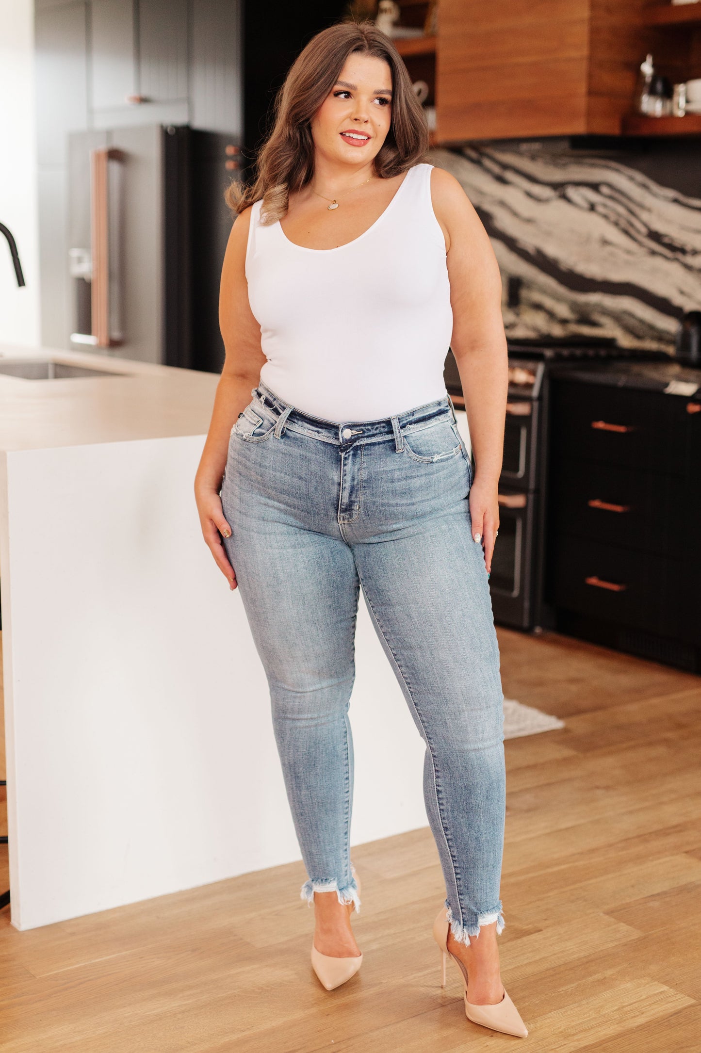 Sherry Mid Rise Release Waistband Detail Skinny jeans