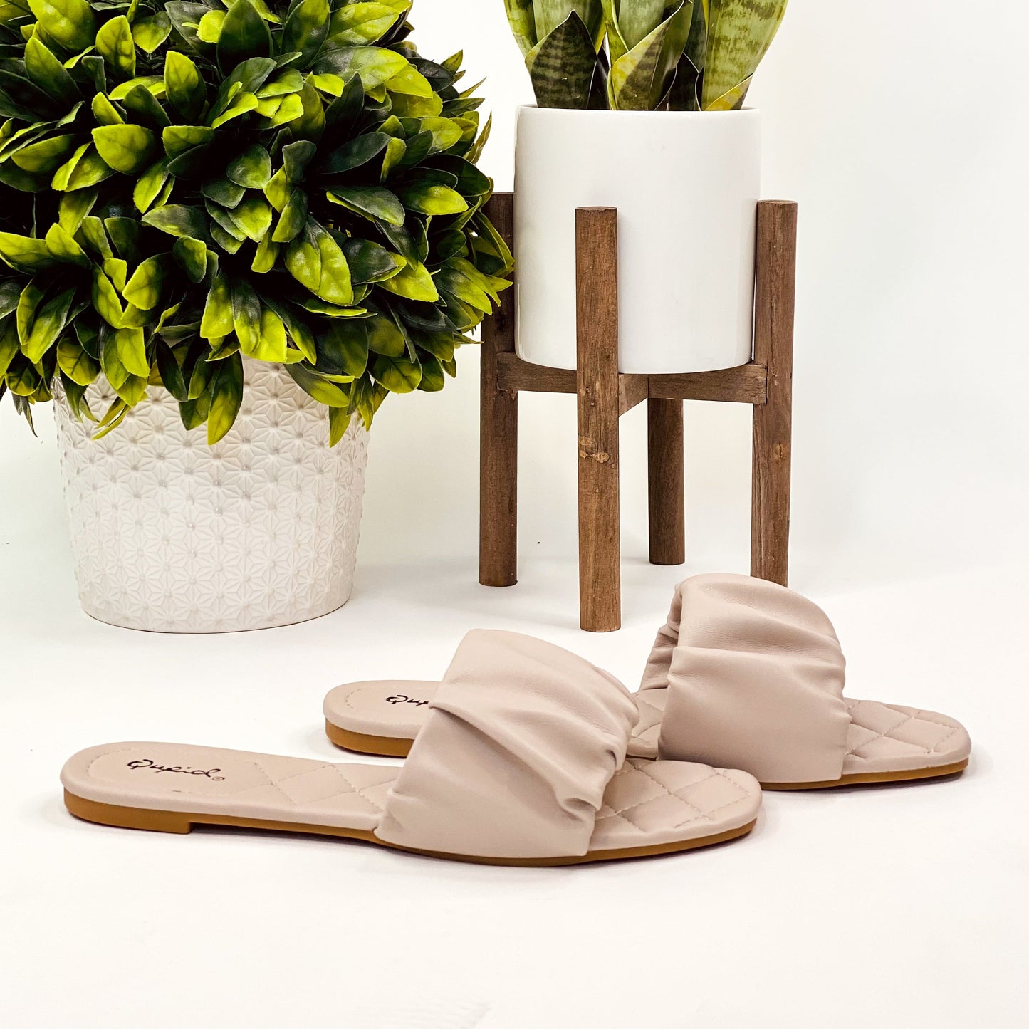 Qupid Rouched Hazy in Taupe