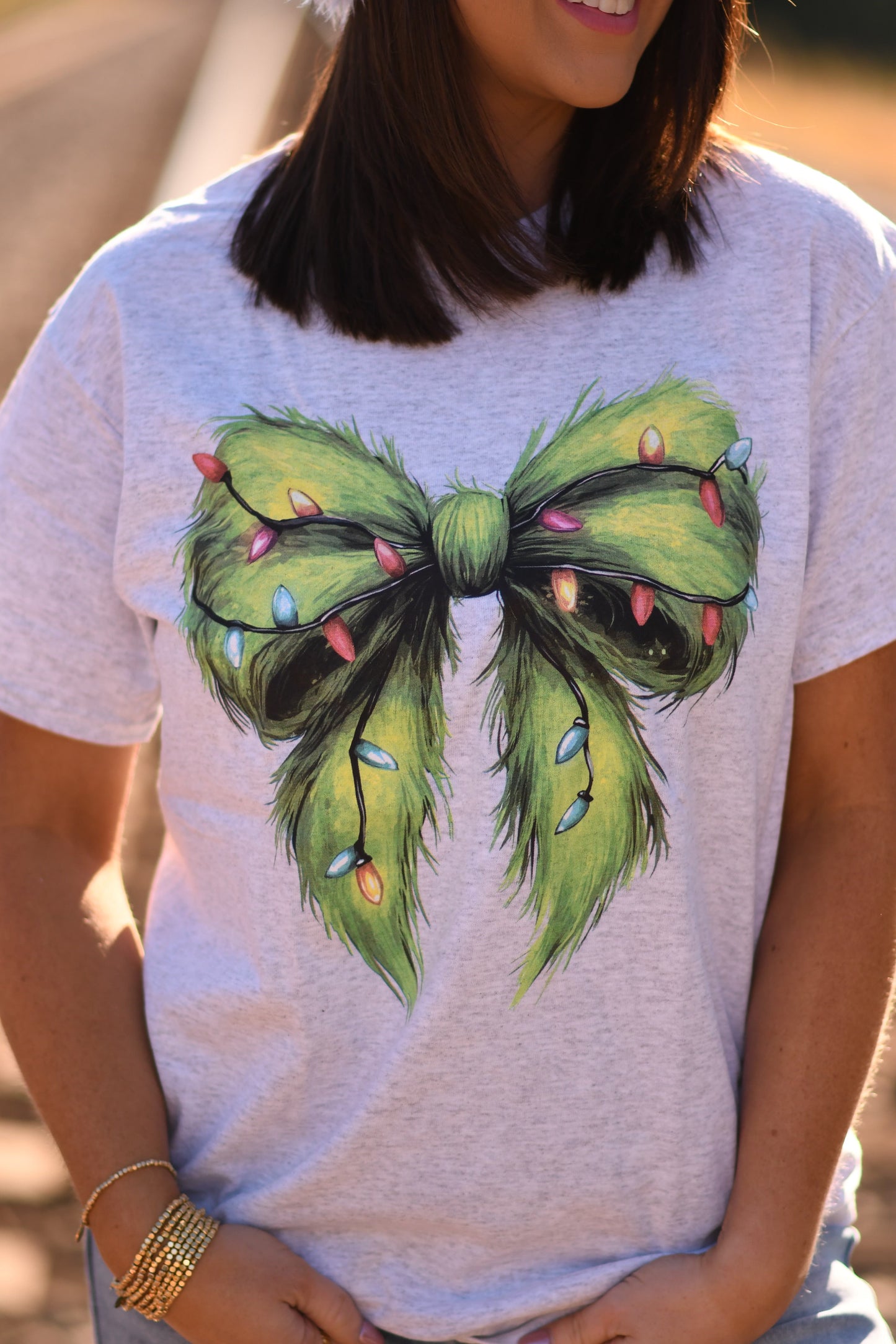 Grinch Christmas Bow Tee