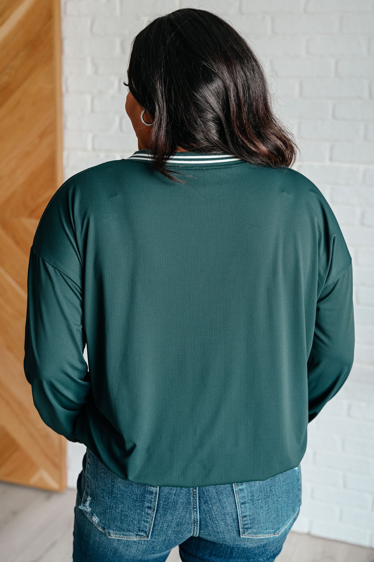 All Out Comfort V-Neck Pullover in Midnight Green