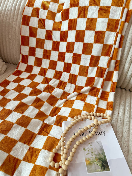 Gold RTS Checkered Throw Blanket