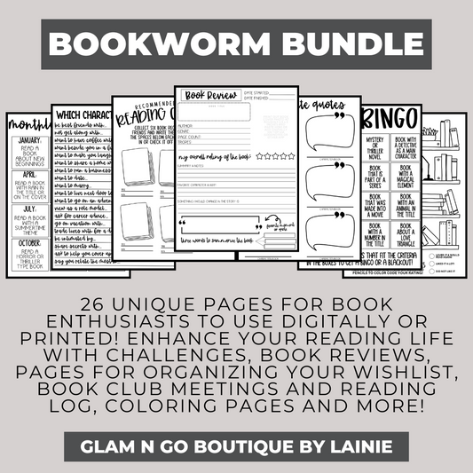 Digital (Printable) Bookworm Bundle Journal