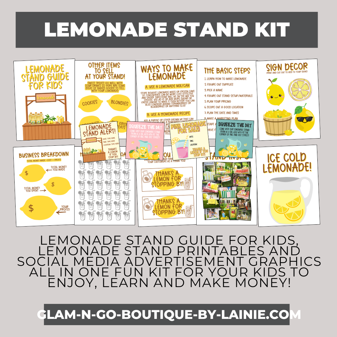 Digital (Printable) Lemonade Stand Kit for Kids!