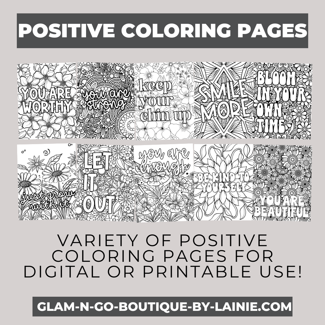 Digital (Printable) Positive coloring pages