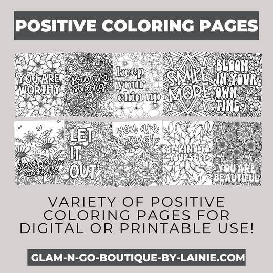 Digital (Printable) Positive coloring pages