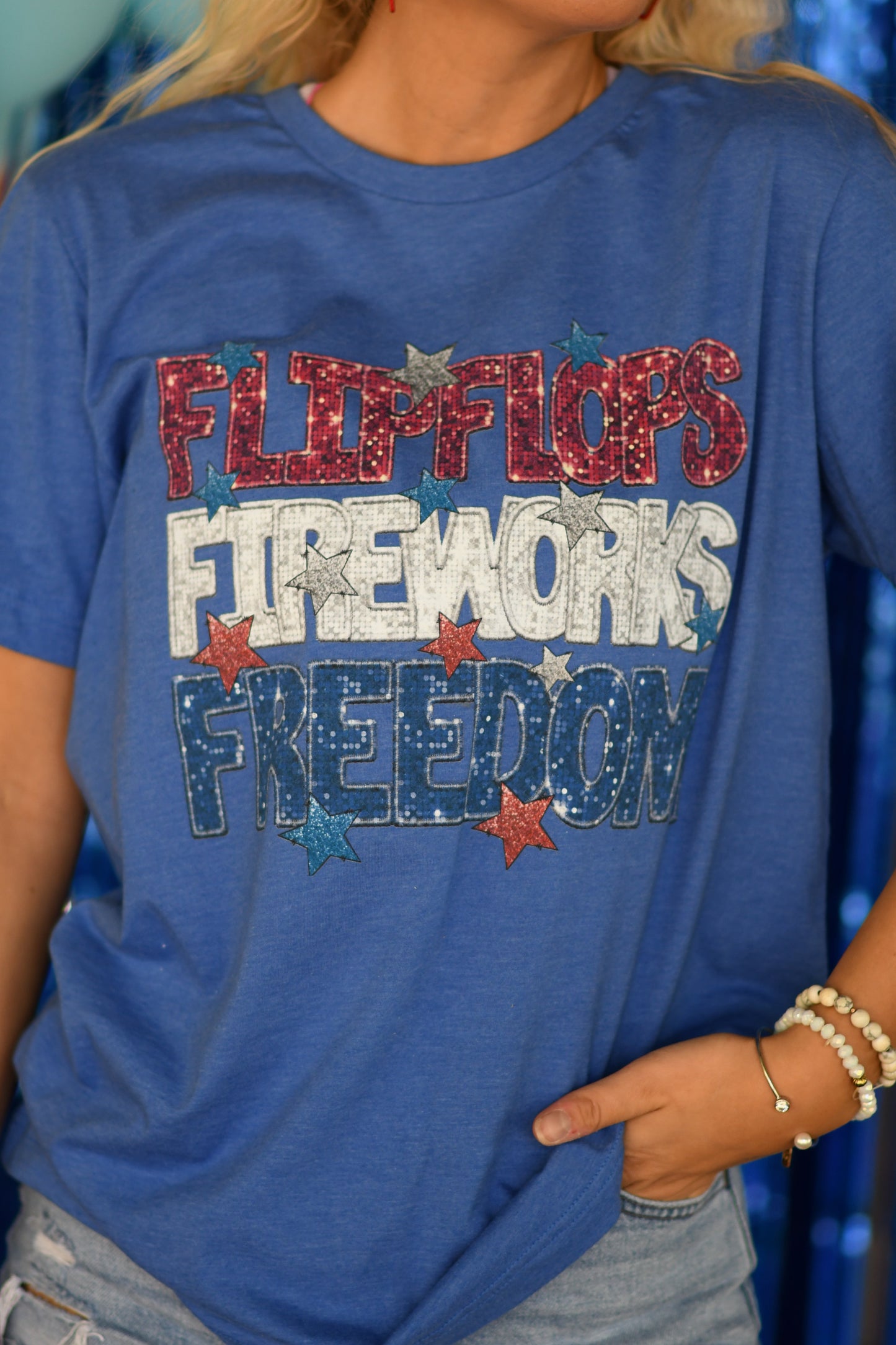Flip flops fireworks freedom tee