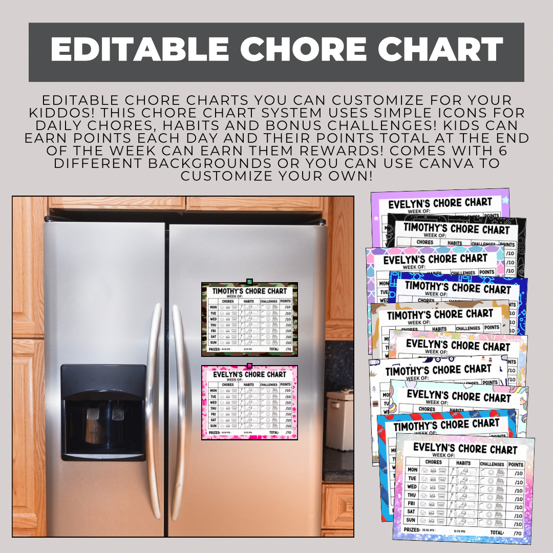 Digital (Printable) Kids Chore Chart