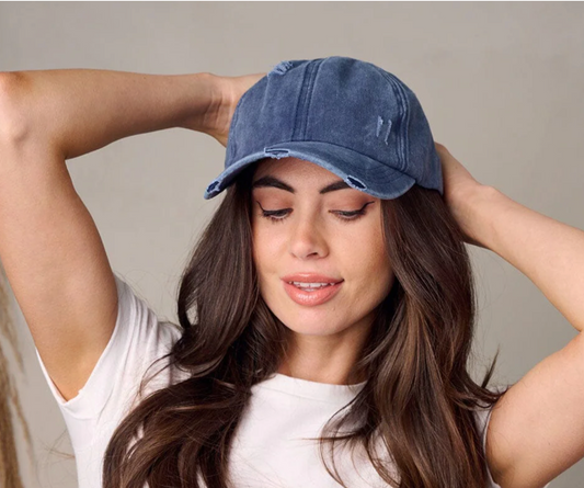 Urban Chic: Women's Solid Distressed Baseball Cap