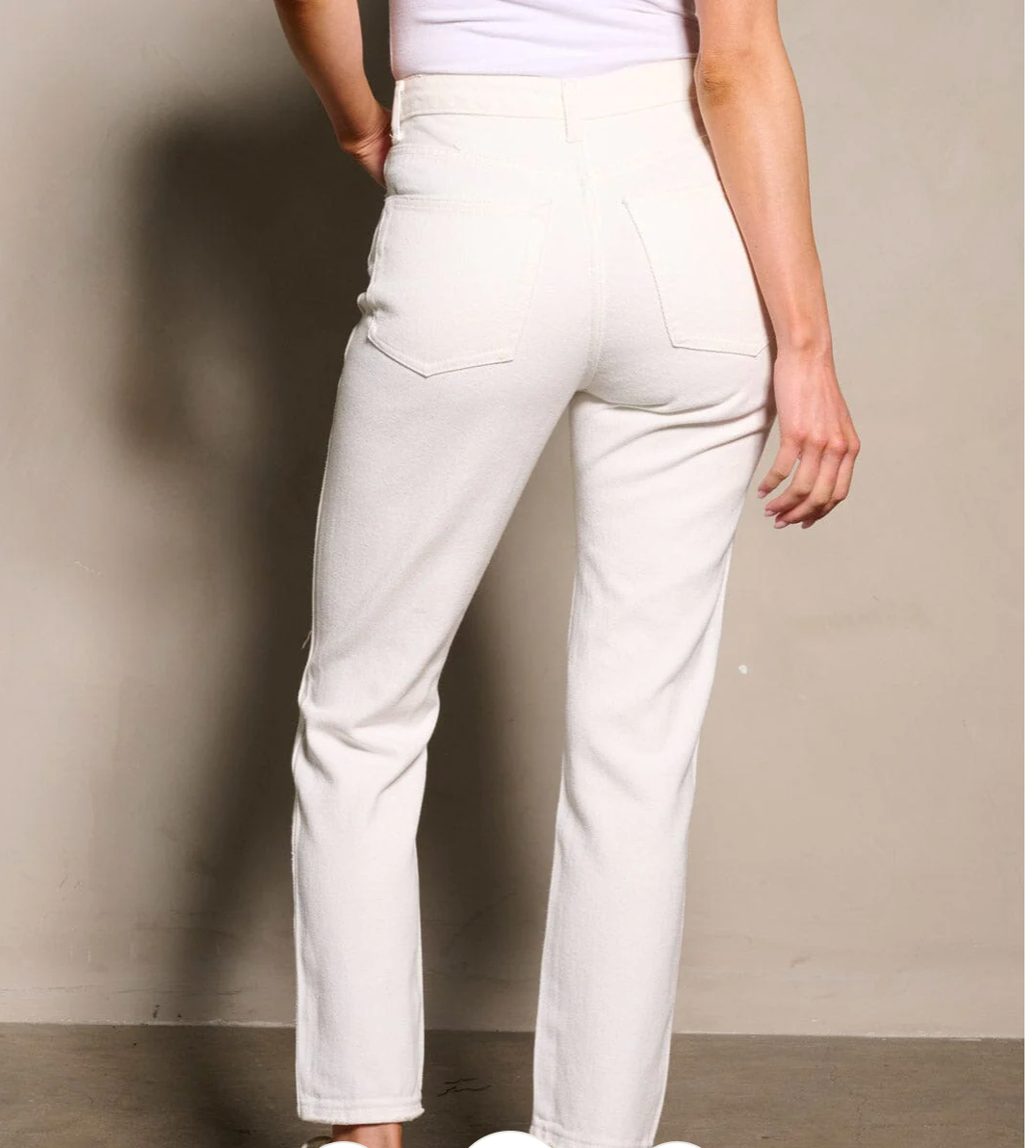 Edgy Chic: Women's Button Closure Distressed White Denim Pants