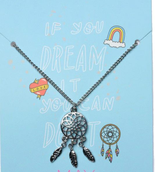 Moonlit Dreams: Silver Dream Catcher Necklace