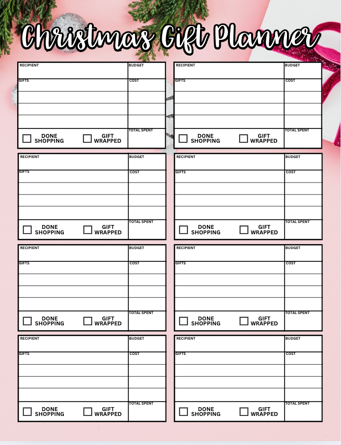 Digital (Printable) Christmas Gift Planner