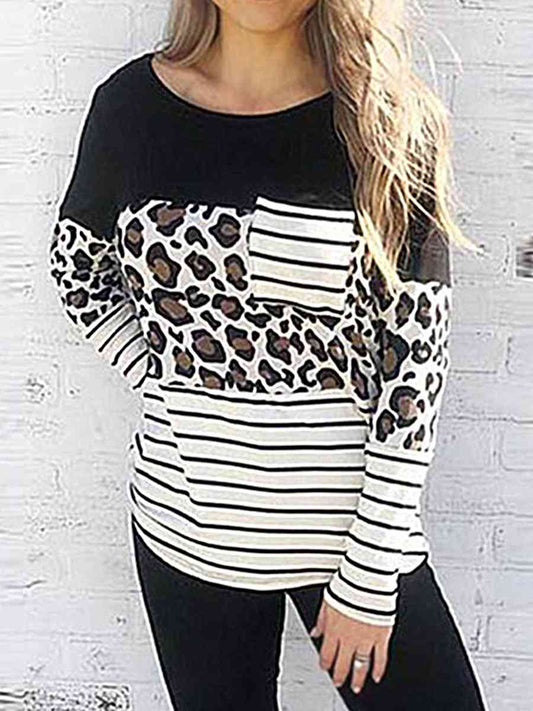 Leopard Striped Long Sleeve T-Shirt