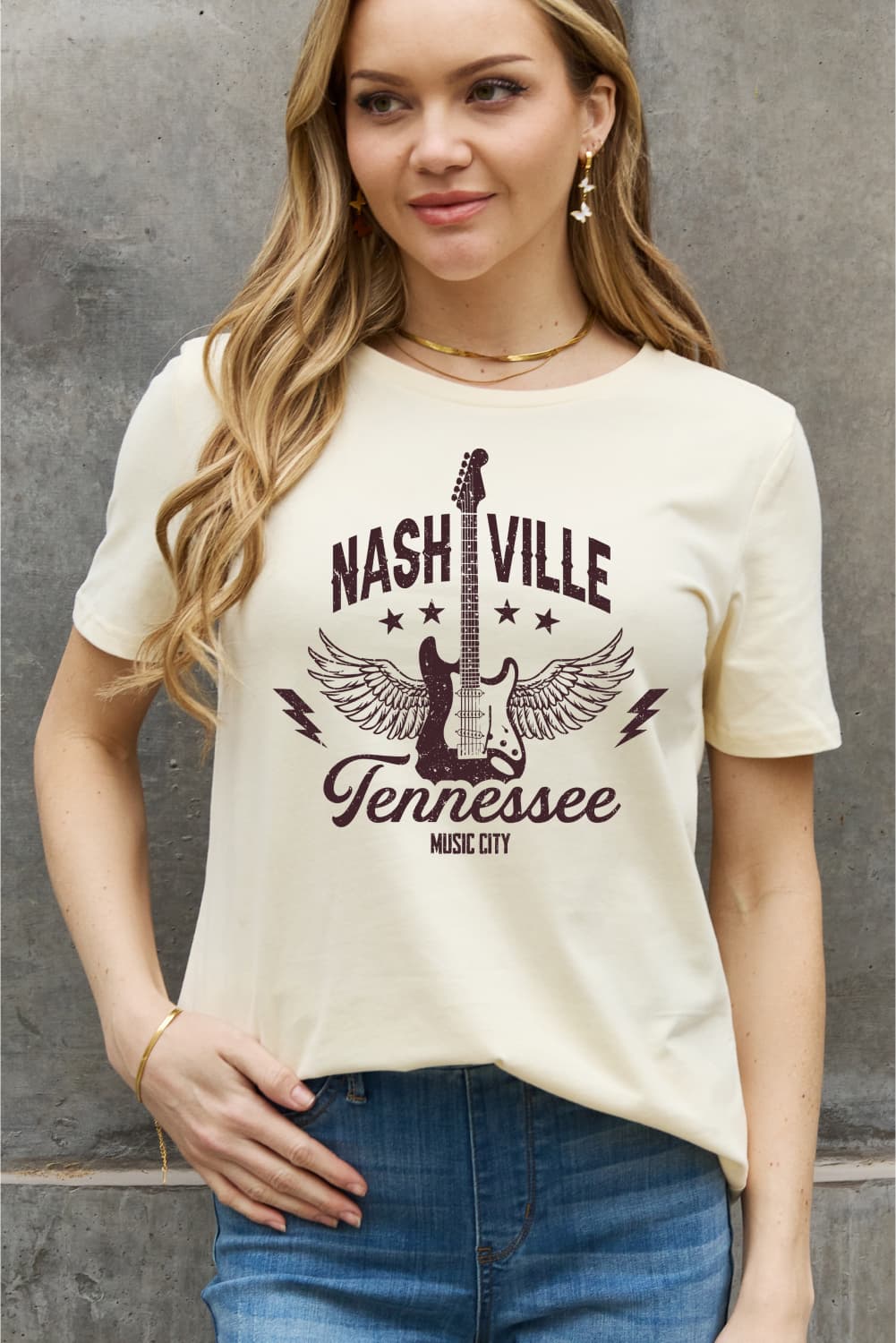Simply Love Simply Love Full Size NASHVILLE TENNESSEE MUSIC CITY Graphic Cotton Tee