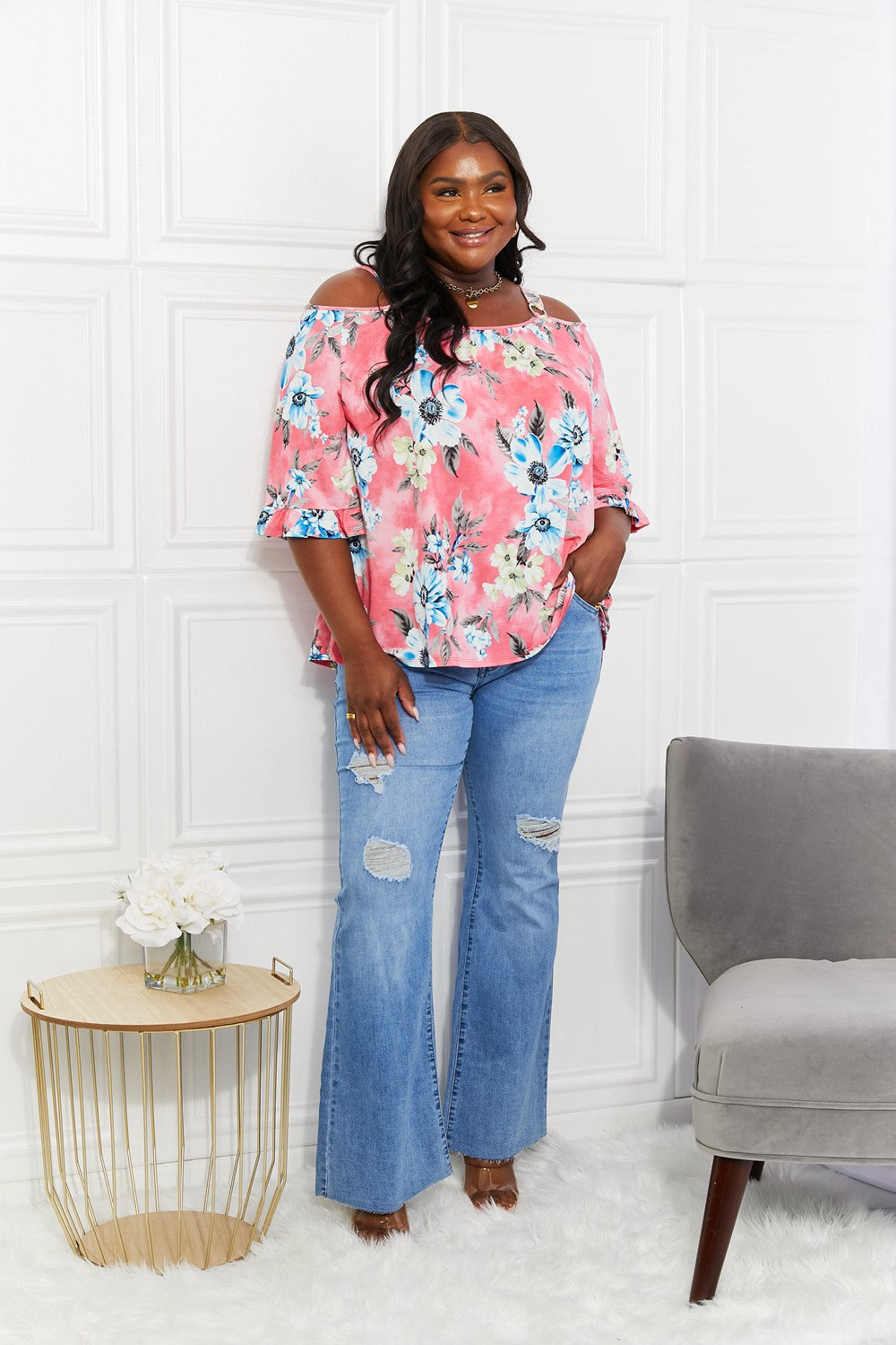 Sew In Love Fresh Take Floral Cold Shoulder Top Glam n Go Boutique by Lainie