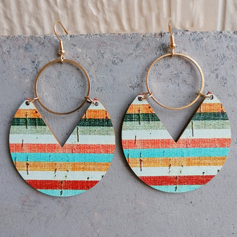 Ms.Pac-Man Shape Wooden Dangle Earrings