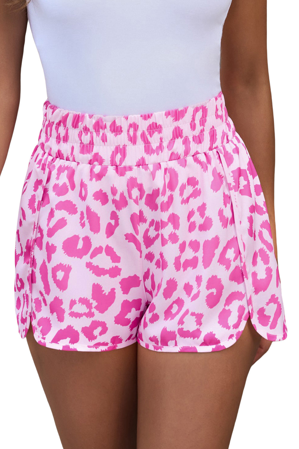 Leopard or checkered Elastic Waist Shorts