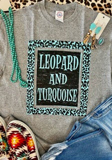 Leopard & Turquoise graphic tee