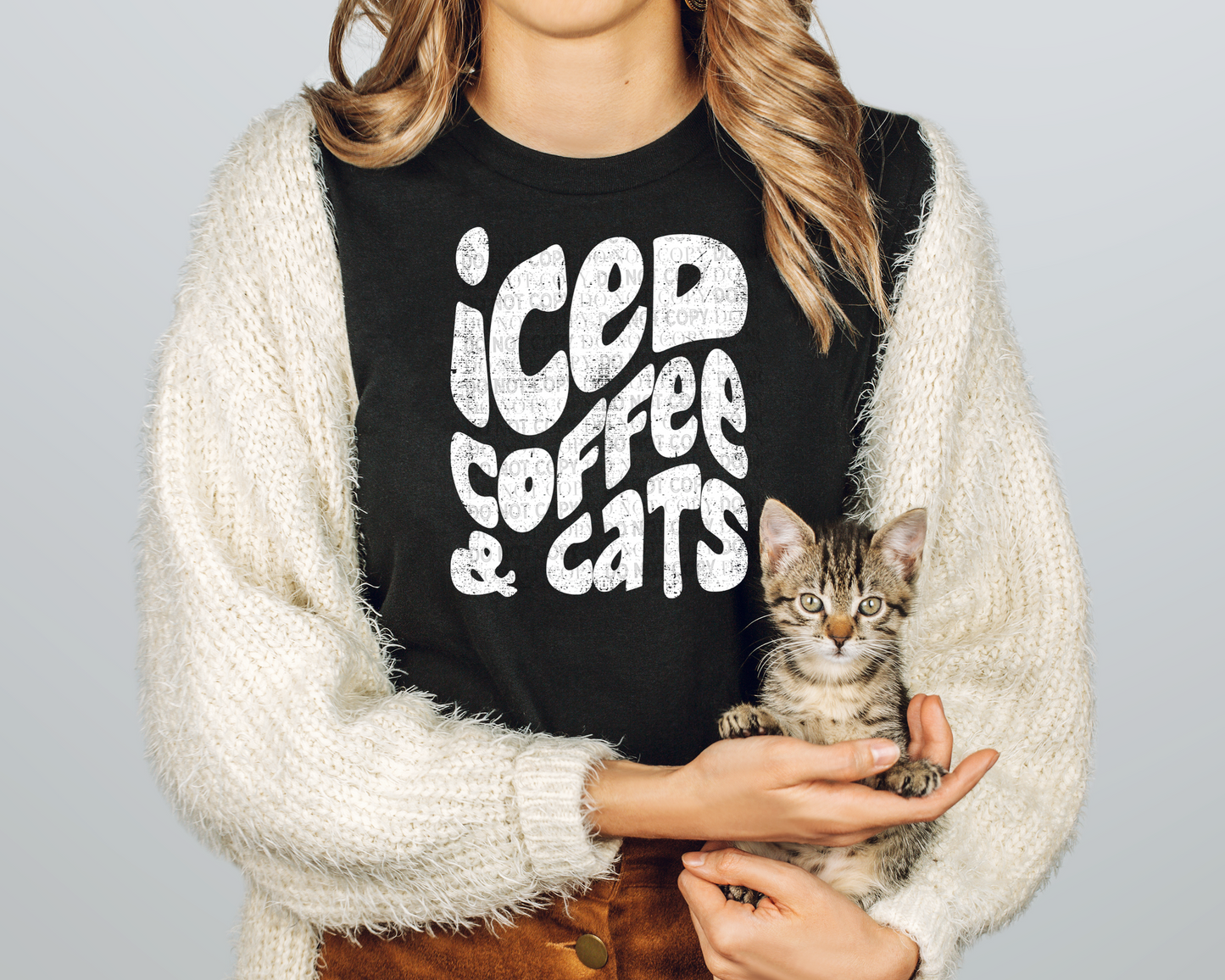Iced Coffee & Cats graphic tee
