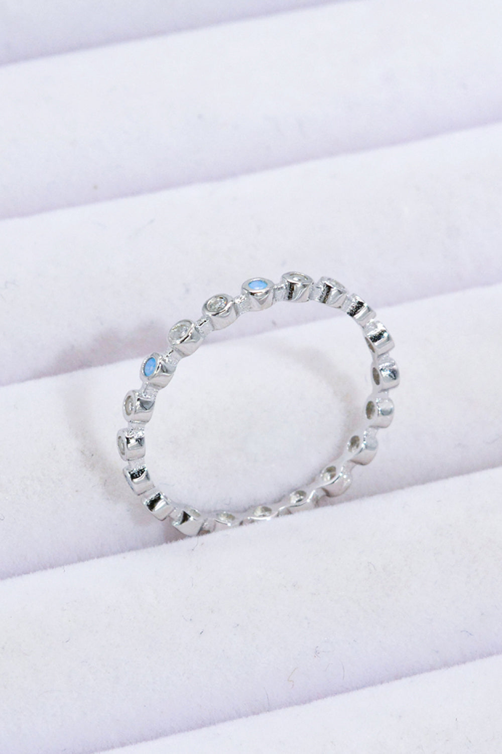 925 Sterling Silver Zircon and Natural Moonstone Ring